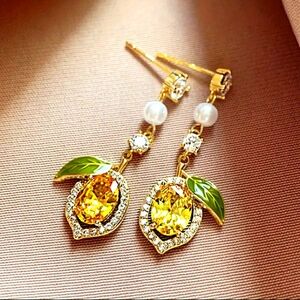 NEW LEMON DANGLE EARRINGS